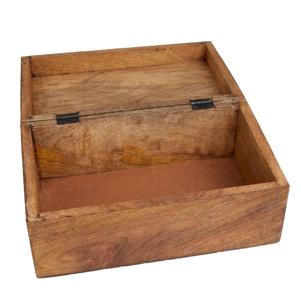 Olivia & May Set of 3 Rustic Carved Mango Wood Boxes : Handmade Keepsake Storage