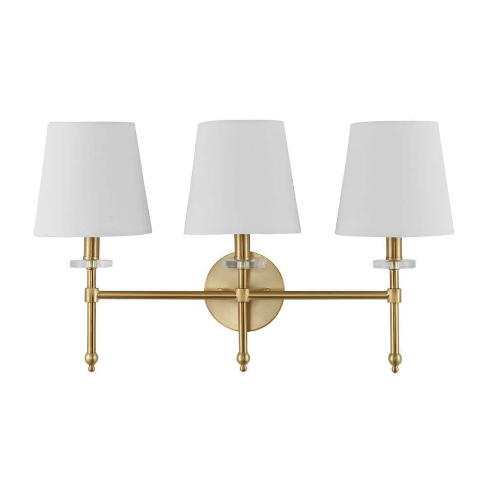 Olivia 23 in. 3-Light Brass Gold Modern Midcentury Iron LED Vanity Light