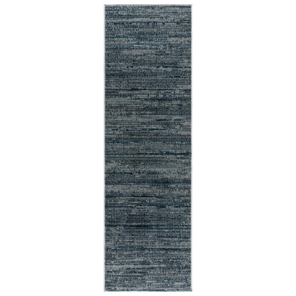 Missha Dario Modern Striped Blue Gray Polyester High-Low Indoor Area Rug