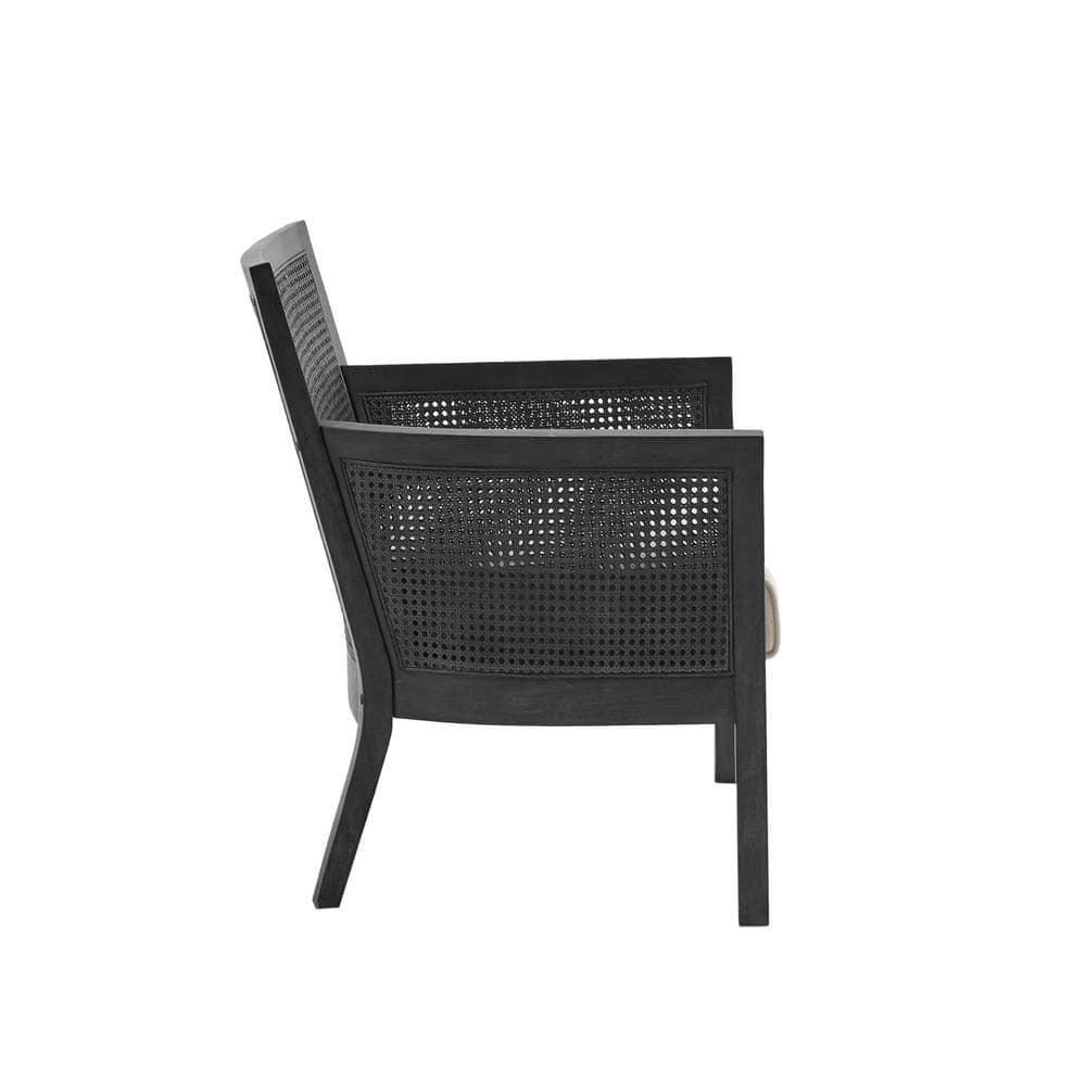 Madison Park Paulie Accent Chair Black: Upholstered, Wood Legs, Removable Cushions, Foam Fill