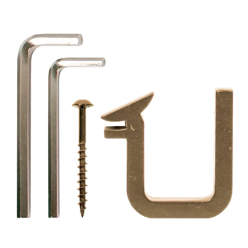 92 in. Clear Finished Red Oak Library Ladder (104 in. Reach) Polished Brass Top Hook Ladder Kit with 12 ft. Rail