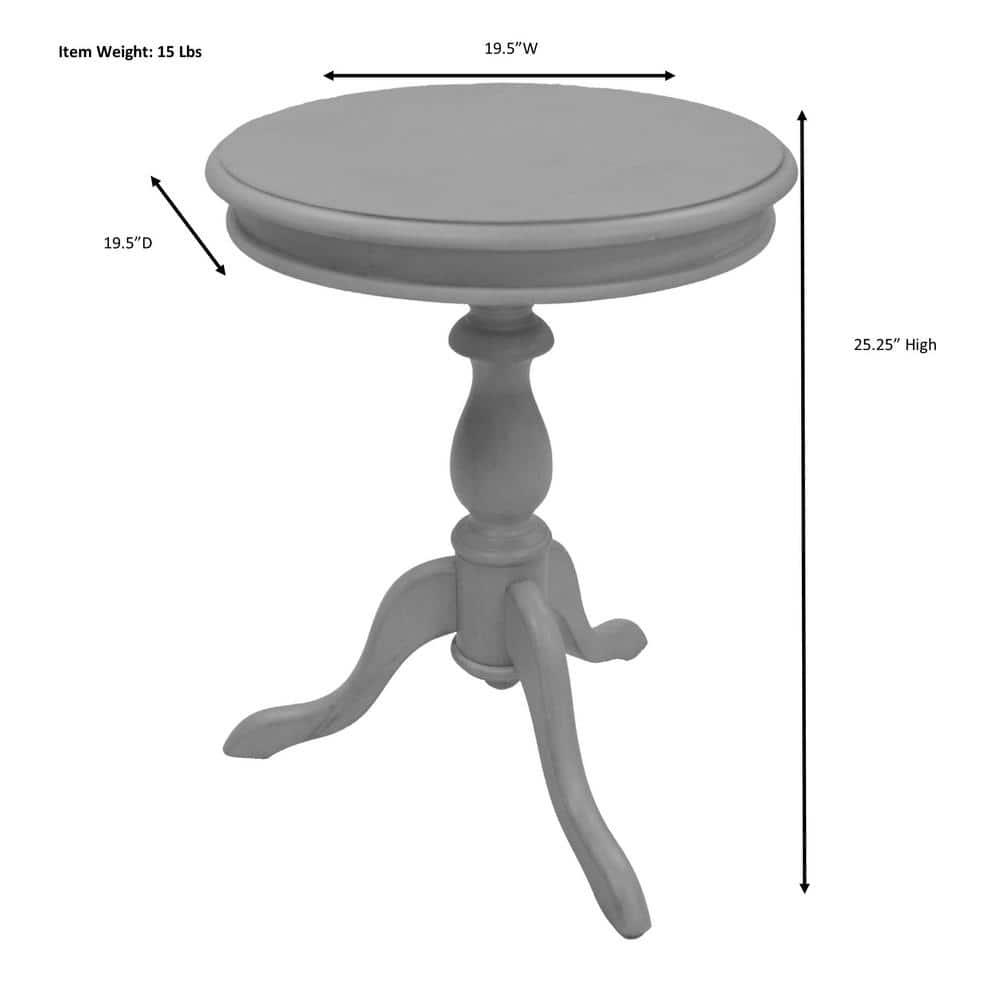 Carolina Living Paloma Accent Table - Weathered Gray and Table: Solid Wood, Round Pedestal Base, 25.25" Height