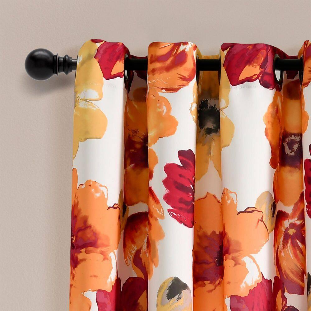 Lush Décor Leah Light Filtering Window Curtain Panels Red/Orange 52X63 Set