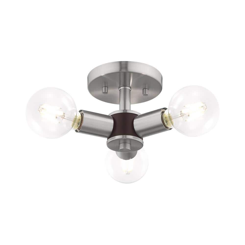 Livex Lighting Copenhagen 3 - Light Flush Mount in  Brushed Nickel