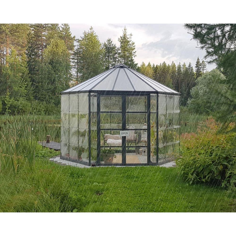 Canopia Palram - Canopia Oasis 12' x 10' Hexagonal Walk-In Hobby Polycarbonate Aluminum Frame Greenhouse Outdoor Living Structure - Gray
