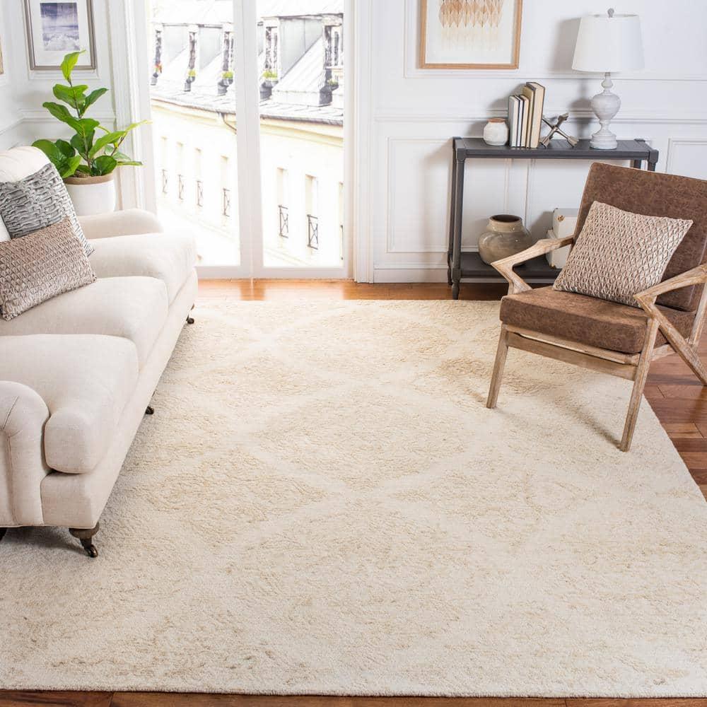 SAFAVIEH Abstract Rachelle Trellis Wool Area Rug, Ivory/Beige, 10' x 14'