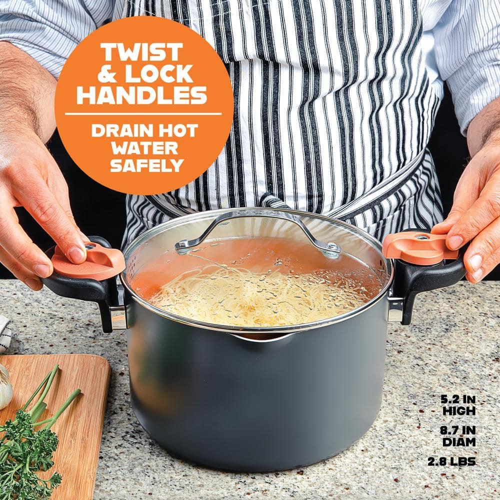 Gotham Steel Gotham Steel Stock Multipurpose Pasta Pot with Strainer Lid & Twist and Lock Handles