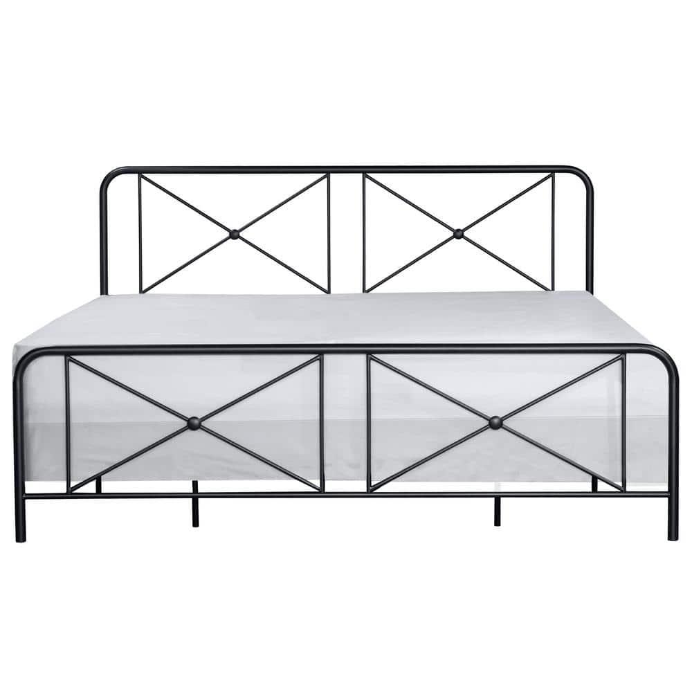 Hillsdale Furniture Williamsburg Geometric Design Metal King Bed, Black Sparkle
