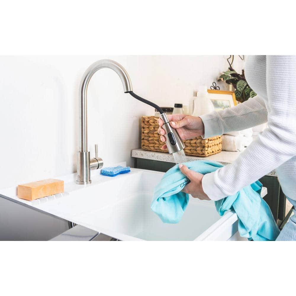 UTILITYSINKS Plastic 24" Freestanding Compact Utility Tub Sink for Workshop, Laundry Room, Garage, Greenhouse & Pet Wash Station, White