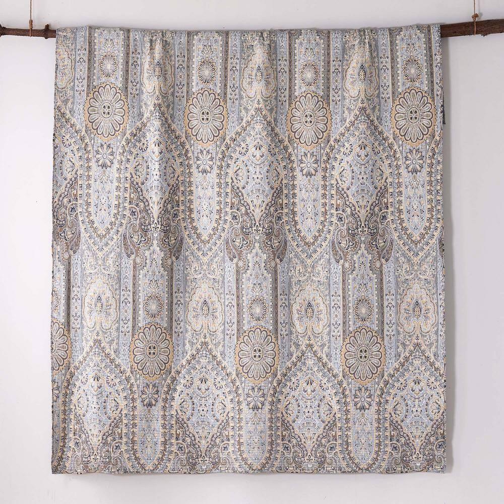 Casablanca Grey Global Quilt Set - Full/Queen Quilt and Two Standard Pillow Shams Grey, Blue, Brown - Levtex Home