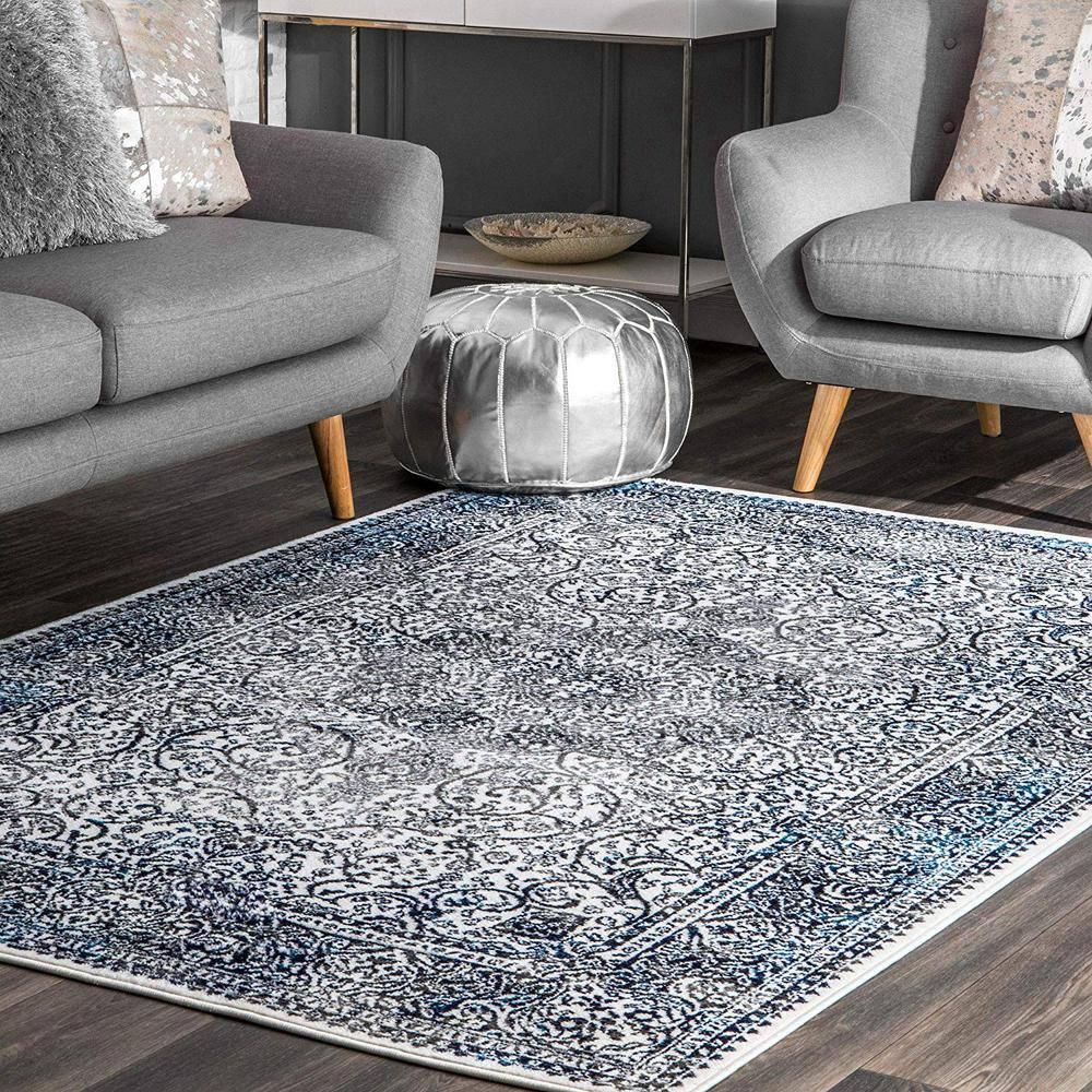 Nuloom Delores Oriental/Persian 9x12 Indoor Area Rug for Living Room Bedroom Dining Room Kitchen, Blue/Ivory