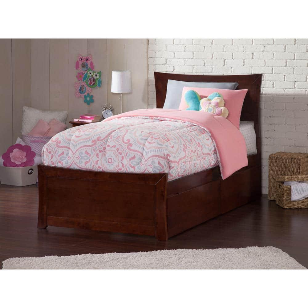 AR9012114 Metro Platform Bed with 2 Urban Bed Drawers, Twin XL, Walnut
