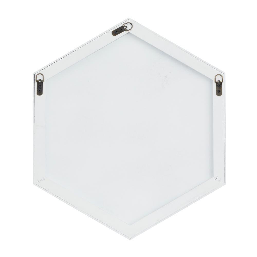 21 in. x 24 in. Hexagon Geometric Framed White Wall Mirror with Thin Minimalistic Frame