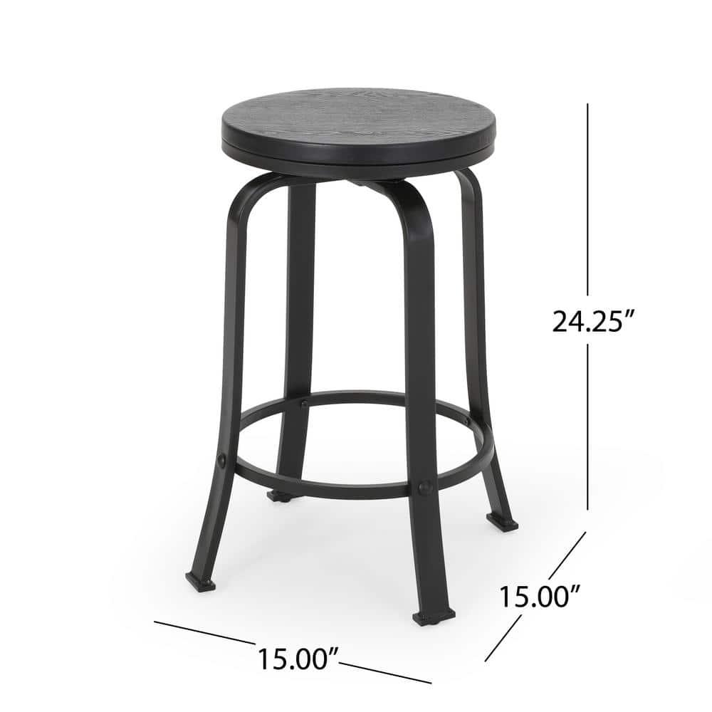 Noble House Skyla Modern Swivel Counter Stool in Black (Set of 2)