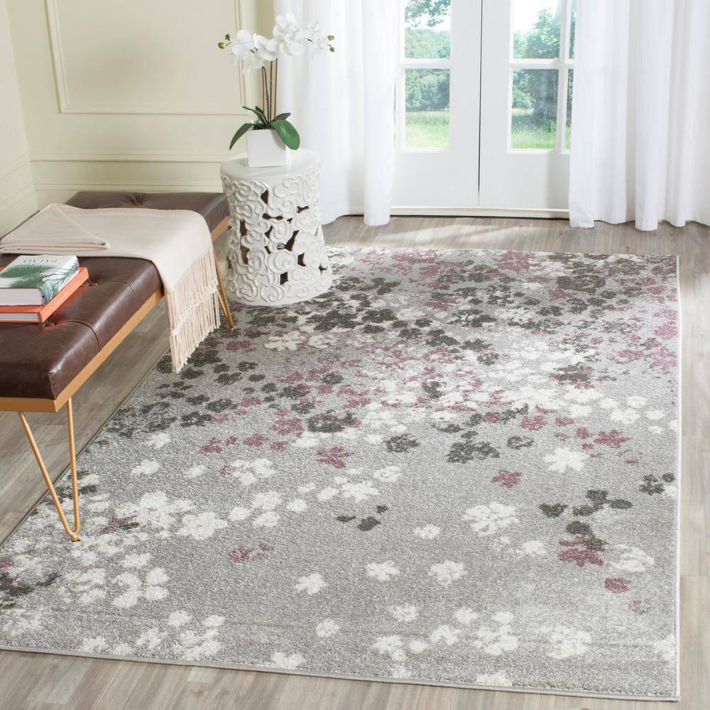 Adirondack ADR115 Machine Made Indoor Area Rug - Light Grey/Purple - 4'x6' - Safavieh