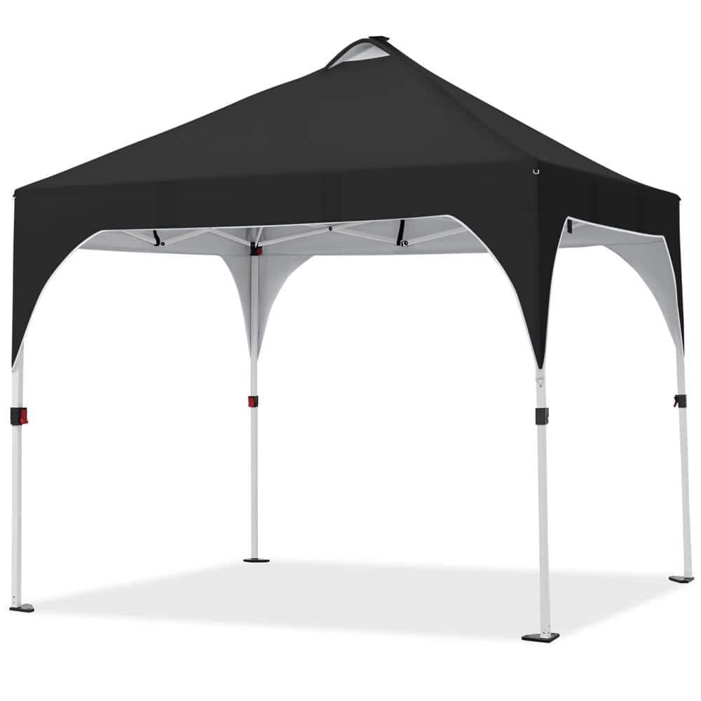 10 ft. Black Polyester Pop-Up Canopy Tent with LED Lights