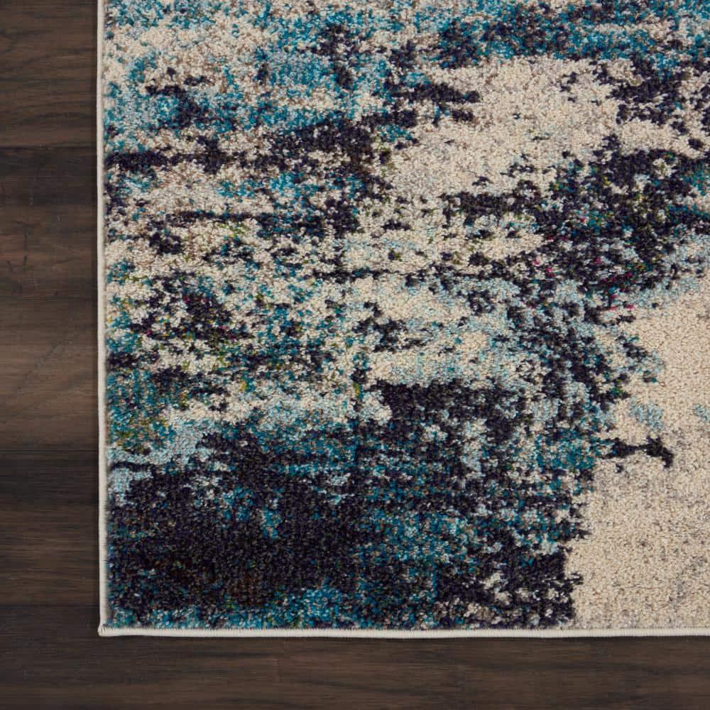 Nourison Celestial CES02 Indoor only Area Rug - Ivory/Teal Blue 9' x 12'