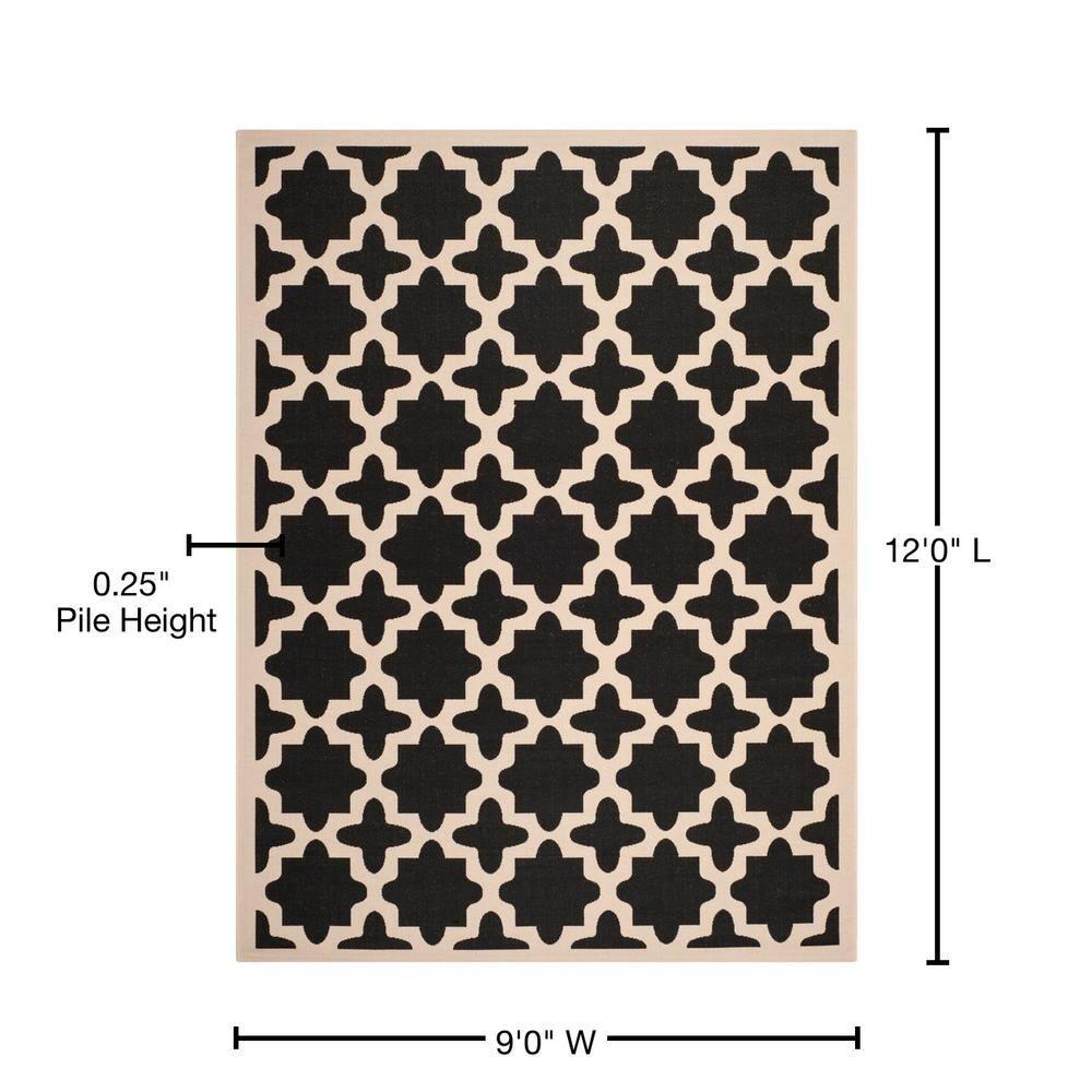 SAFAVIEH Courtyard Amanda Geometric Indoor/Outdoor Area Rug, Black/Beige, 9' x 12'