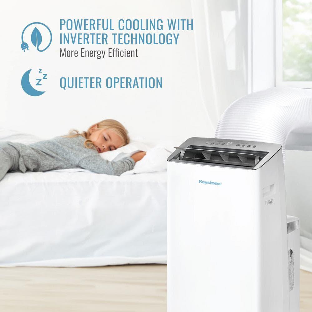 Keystone 12,000 BTU DOE Portable Inverter Air Conditioner with Heater and Remote Control