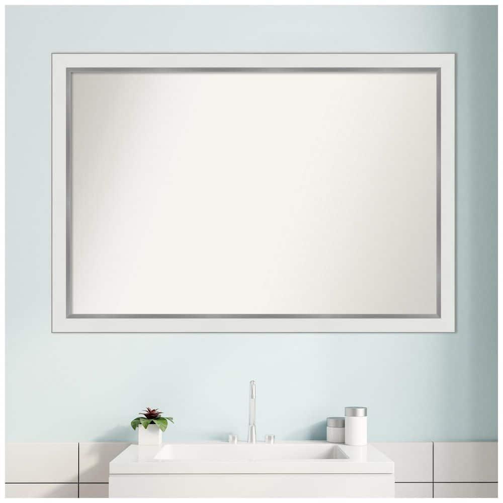 39" x 27" Non-Beveled Eva Narrow Bathroom Wall Mirror Gold - Amanti Art: Modern Polystyrene Framed, Includes Mounting Hardware