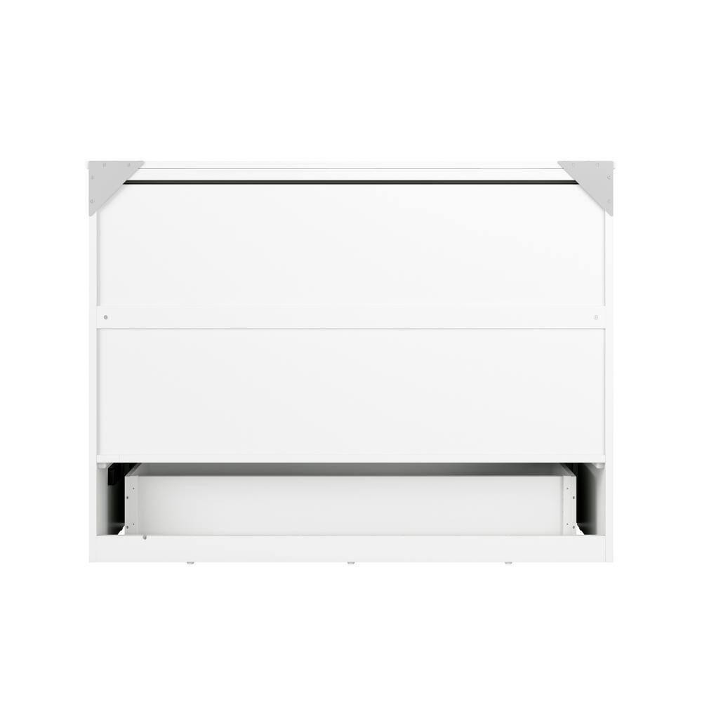 Full Deerfield Murphy Bed Chest USB Turbo Charger White - AFI