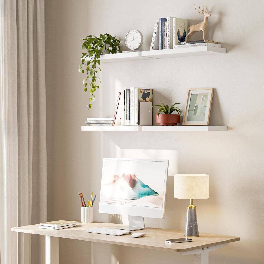 Sorbus 4 Pack Wall Mounted Floating Shelves - for storage and displaying showpieces, home decor items, and other prized possessions (White)