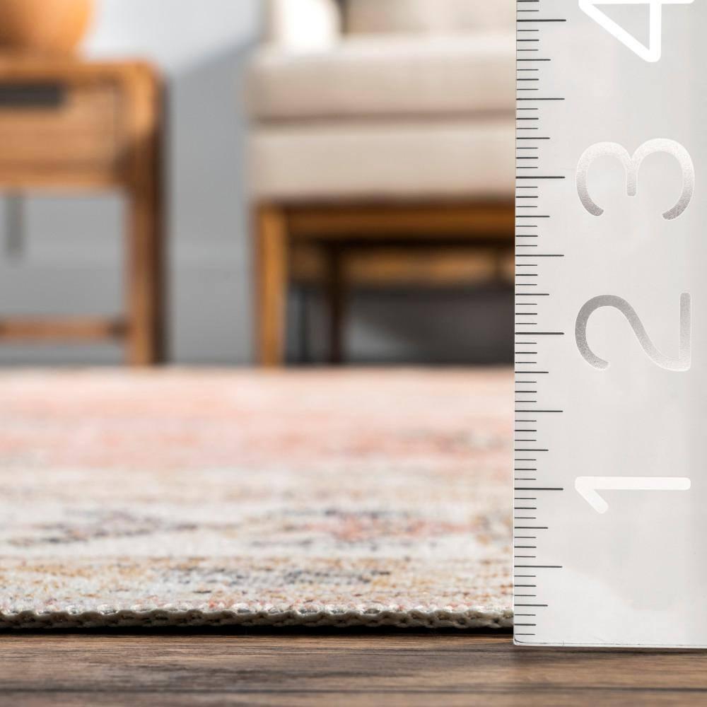 Nuloom Ren Medallion 8x10 Machine Washable Indoor Area Rug for Living Room Bedroom Dining Room Kitchen, Peach/Ivory