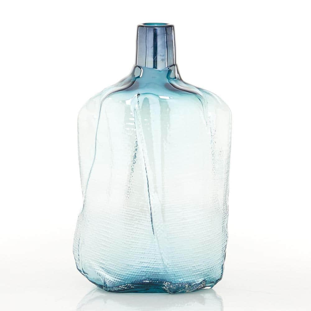 DecMode 16" Blown Blue Glass Vase