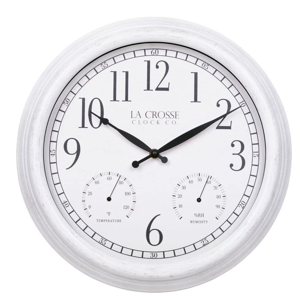 La Crosse Technology La Crosse 15 In. Outdoor Payton Quartz Wall Clock with T/H