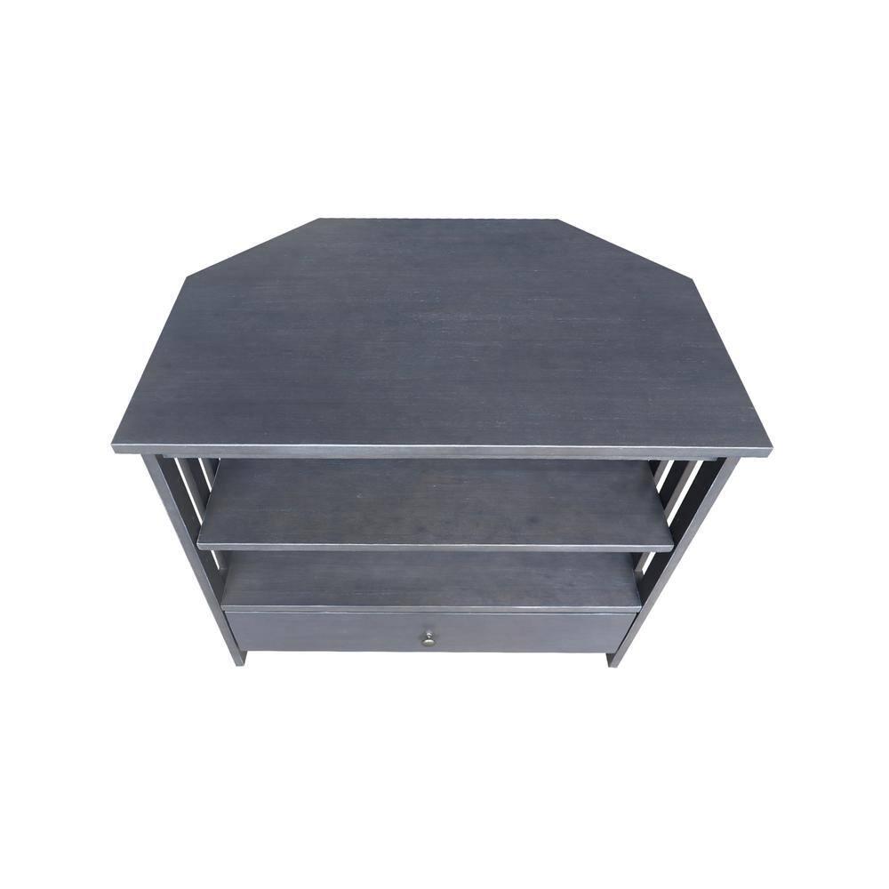 Solid Wood TV Stand with Shelves and Drawer in Heather Gray - 28.9"  Height