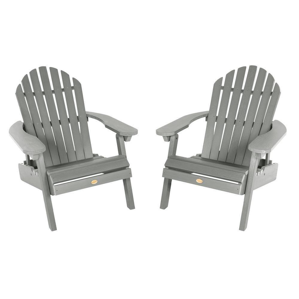 Hamilton 2pk Folding & Reclining Adirondack Chairs - Coastal Teak - highwood: Weather-Resistant Outdoor Seating