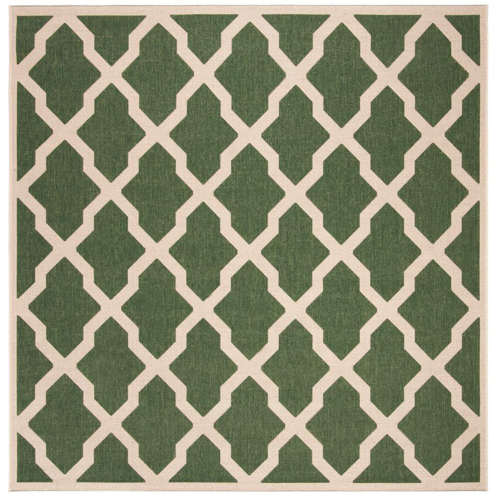 Beach House BHS122 Power Loomed Indoor/Outdoor Area Rug - Green/Creme - 6'7"x6'7" - Safavieh