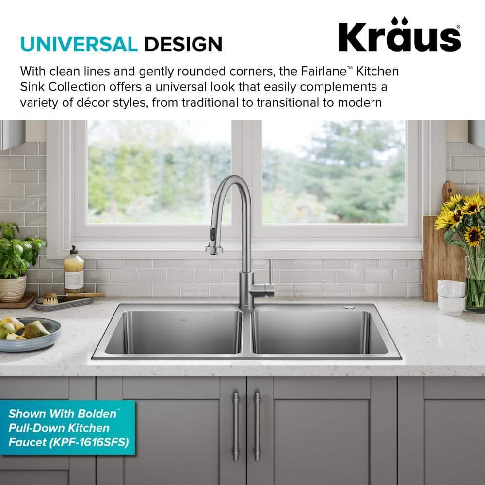 KRAUS Fairlane 18-Gauge Stainless Steel Kitchen Sink