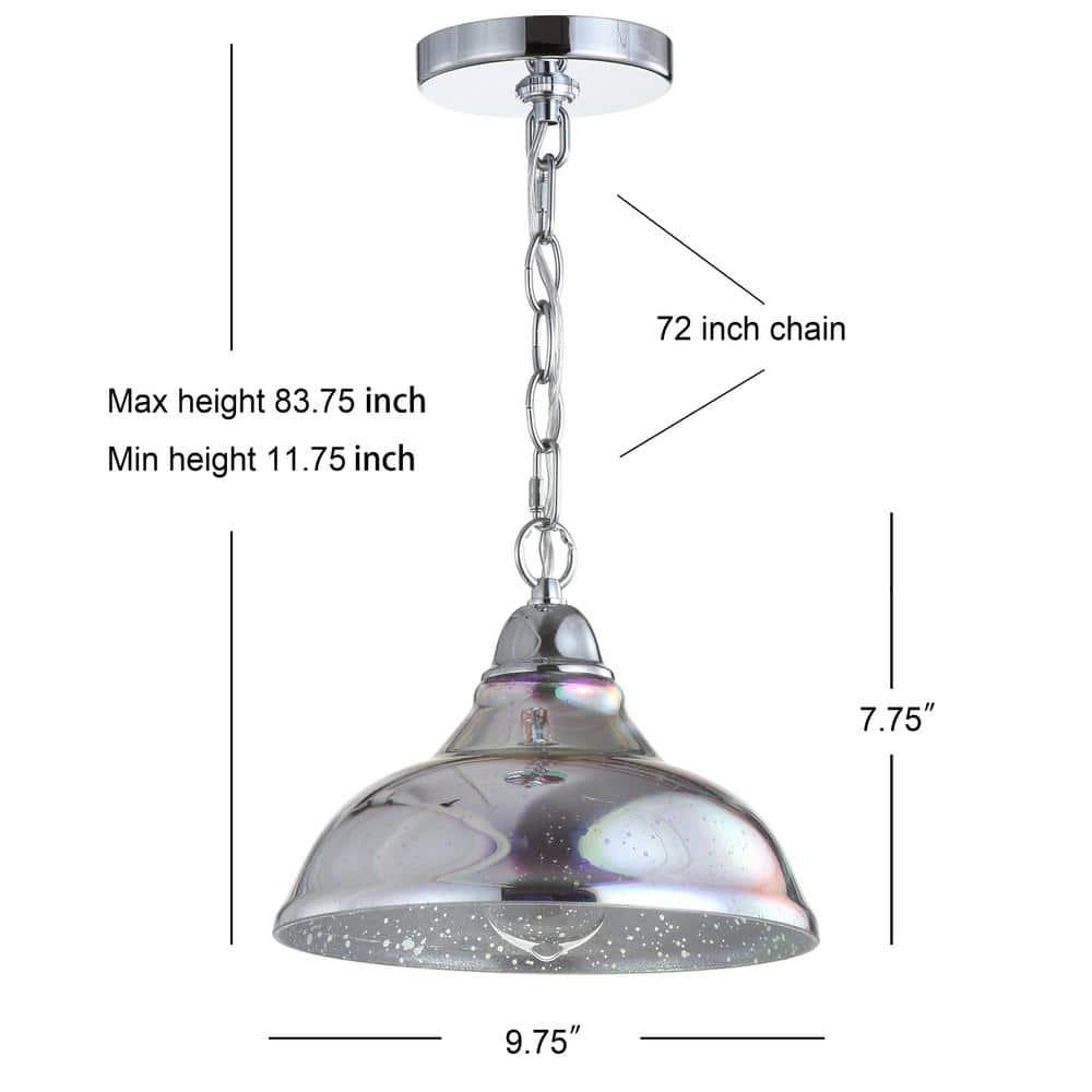 JONATHAN Y Nira 9.75" Adjustable 3D Color Burst Glass/Metal Pendant, Chrome/Multi