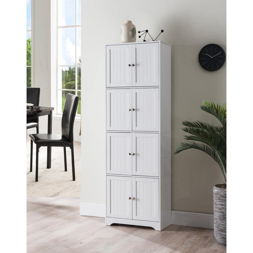 InRoom Furniture KT101-WH 8-Door Cabinet, White