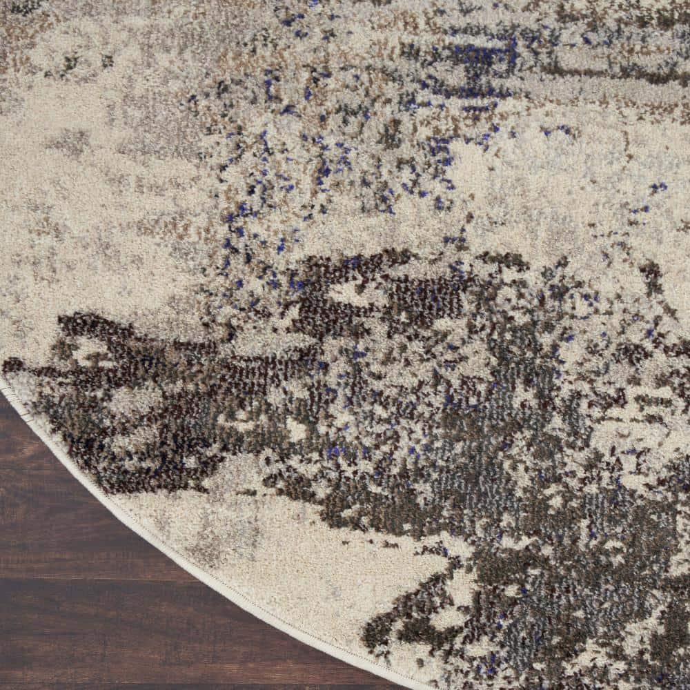 Nourison Celestial CES02 7'10" Round Ivory/Grey Area Rug