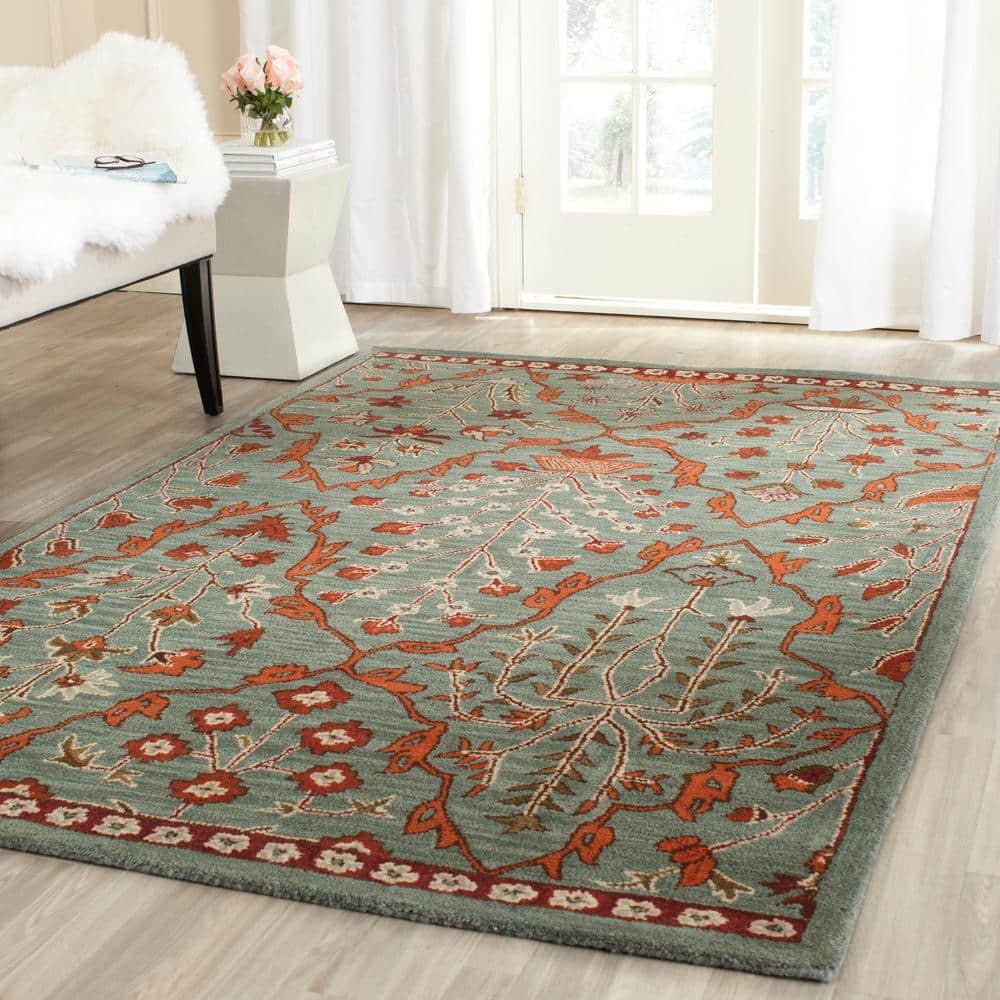 Wyndham WYD206 Power Loomed Area Rug - Blue/Rust - 8'9"x12' - Safavieh.