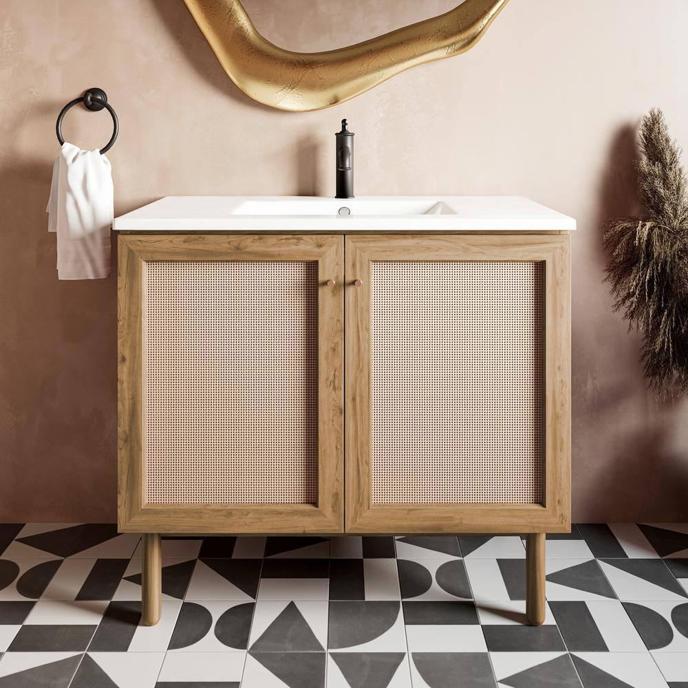 SM-BV663 Classe 36" Freestanding Bathroom Vanity in Golden Oak with Sink Top