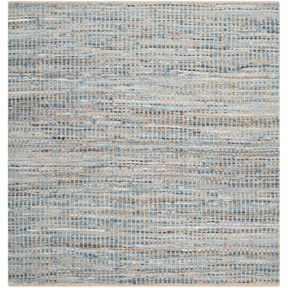 Cape Cod CAP352 Hand Woven Area Rug - Natural/Blue - 5'x5' - Safavieh.