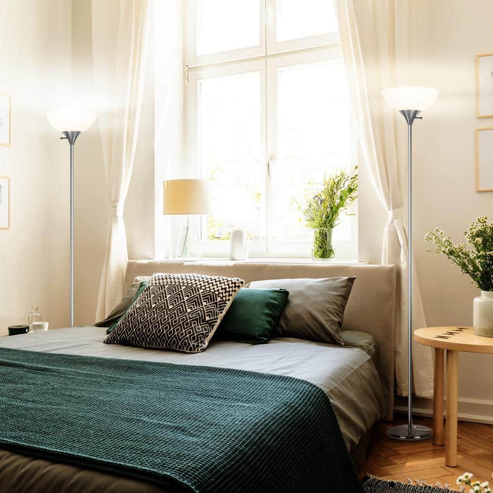 Sky Dome 72 in. Industrial 3-Way Dimming LED Floor Lamp with Plastic Bowl Shade