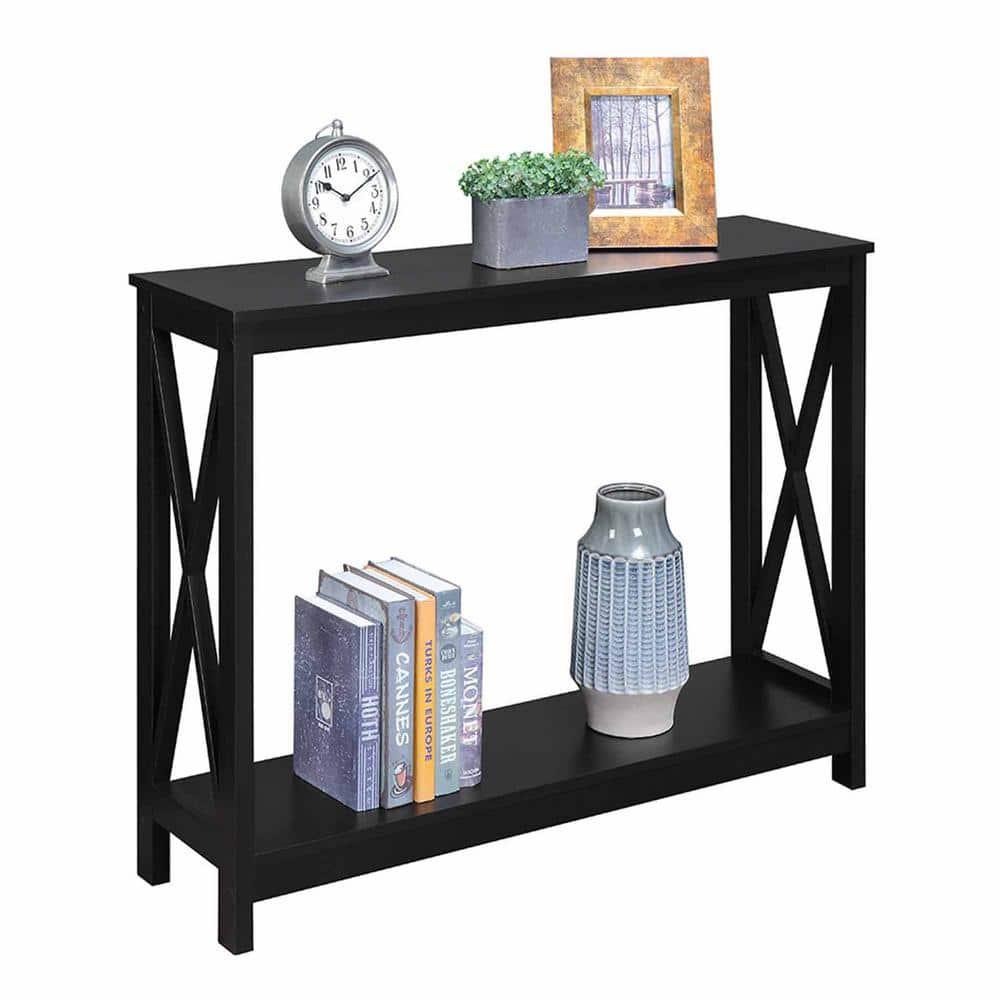 Eco-Friendly Oxford Black Console Table with Dual-Tier Storage
