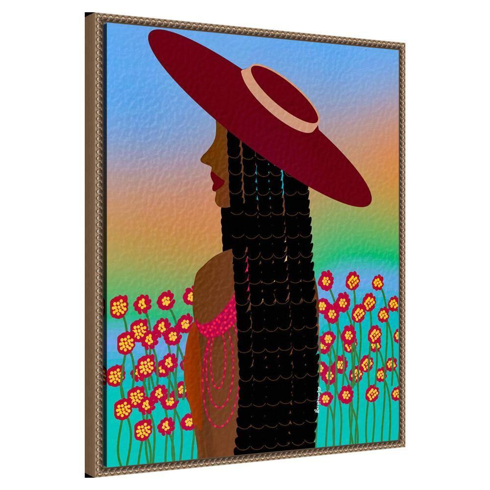 Amanti Art 23"x28" Lola Lady by Lorintheory Framed Canvas Wall Art Print Bronze : Modern Style, Polystyrene Frame, Lithograph Medium