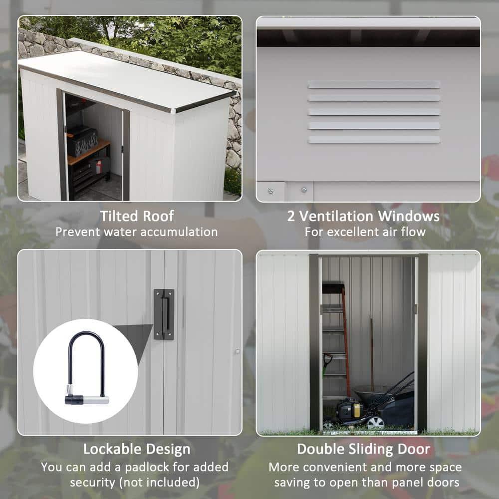 Outsunny 8 ft. W x 4 ft. D Galvanized Steel Storage Shed