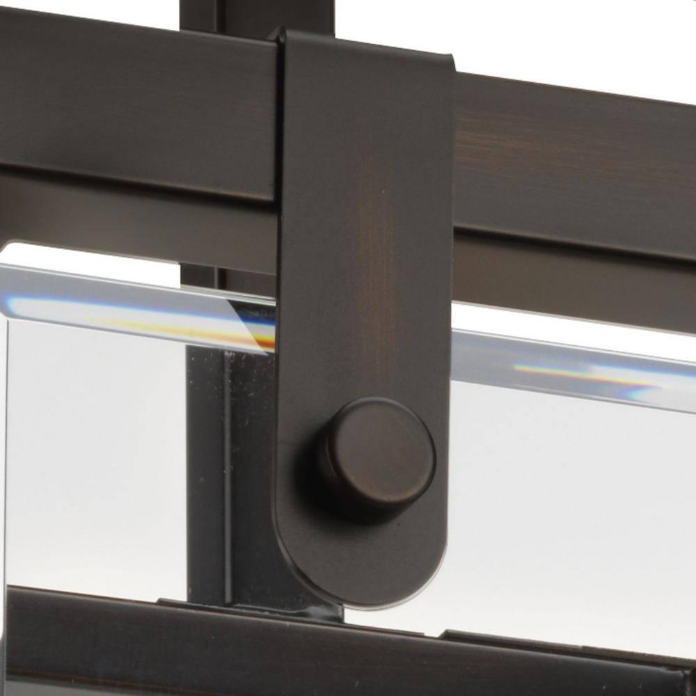 Progress Lighting Glayse 4-Light Semi-Flush Convertible Fixture, Antique Bronze, Beveled Glass Shade