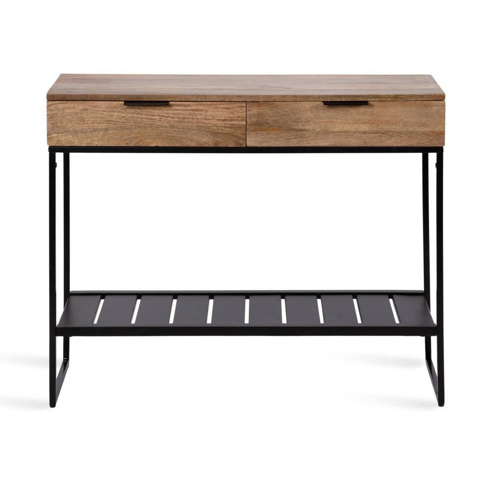 Kate and Laurel Malone Rectangle Wood Console Table, 36x13x31, Natural and Black