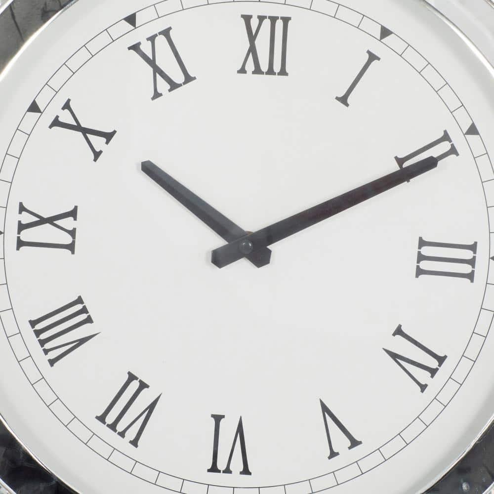 Rosdorf Park Ansonia Glass Mirrored Decorative White Wall Clock with Floating Crystals