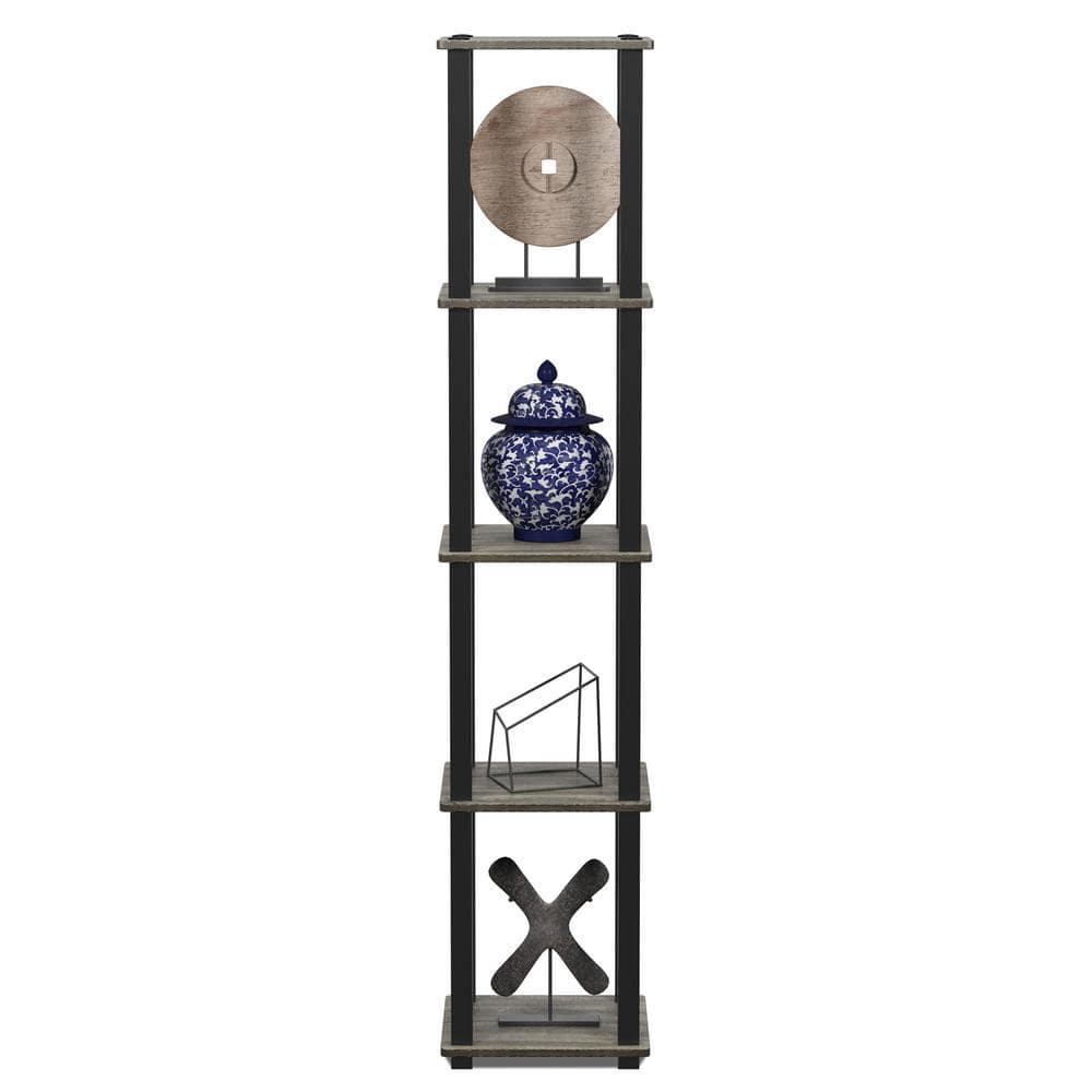 Furinno 11.6 W x 11.6 D x 57.7 H 5-Shelf Decorative Shelves, Gray and White