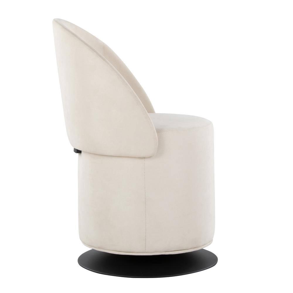 Finch Swivel Accent Chair Black/Cream - LumiSource: Adjustable Backrest, Metal Frame, Polyester Upholstery