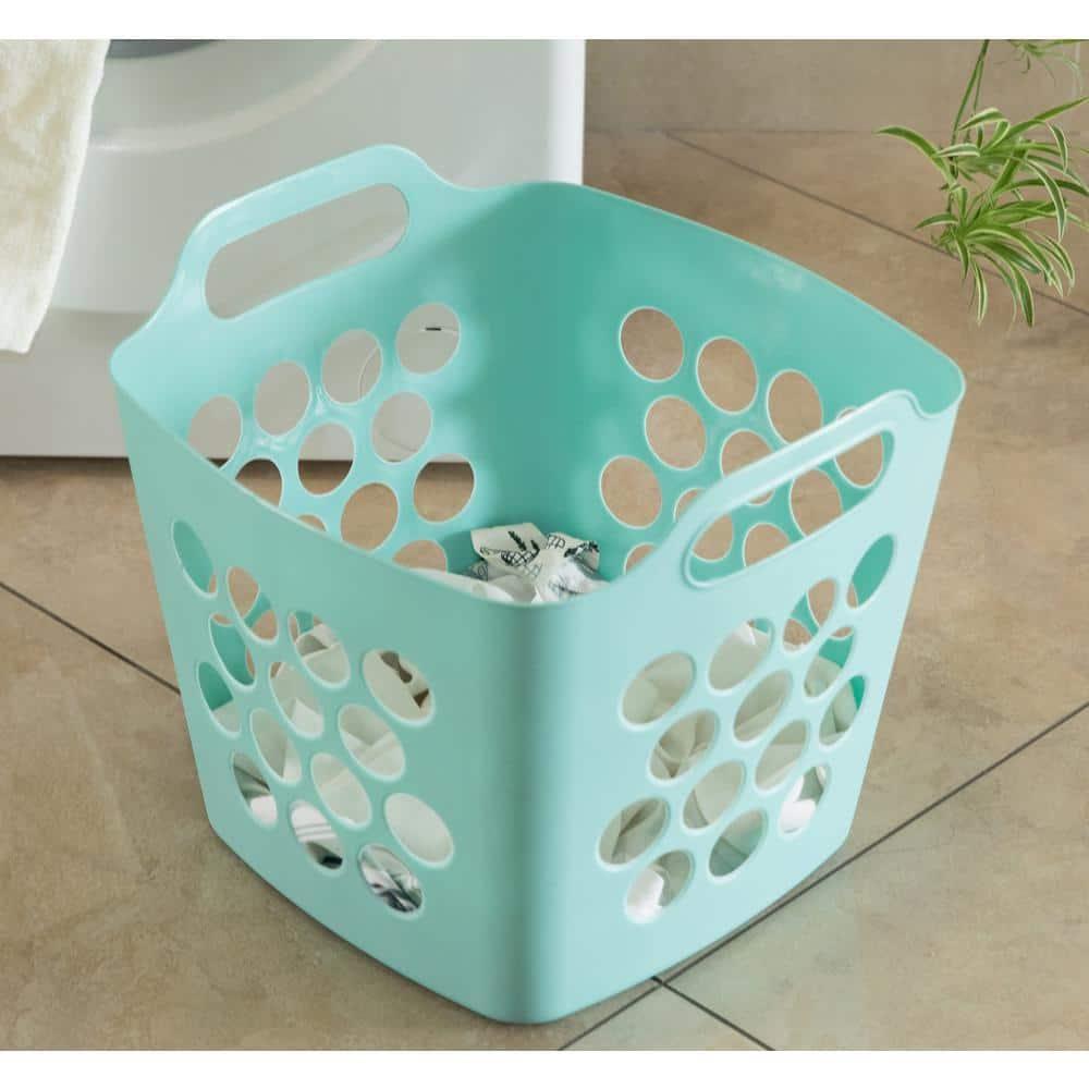 Rebrilliant Flexible Plastic Carry Laundry Basket Holder Square Storage Hamper with Side Handles