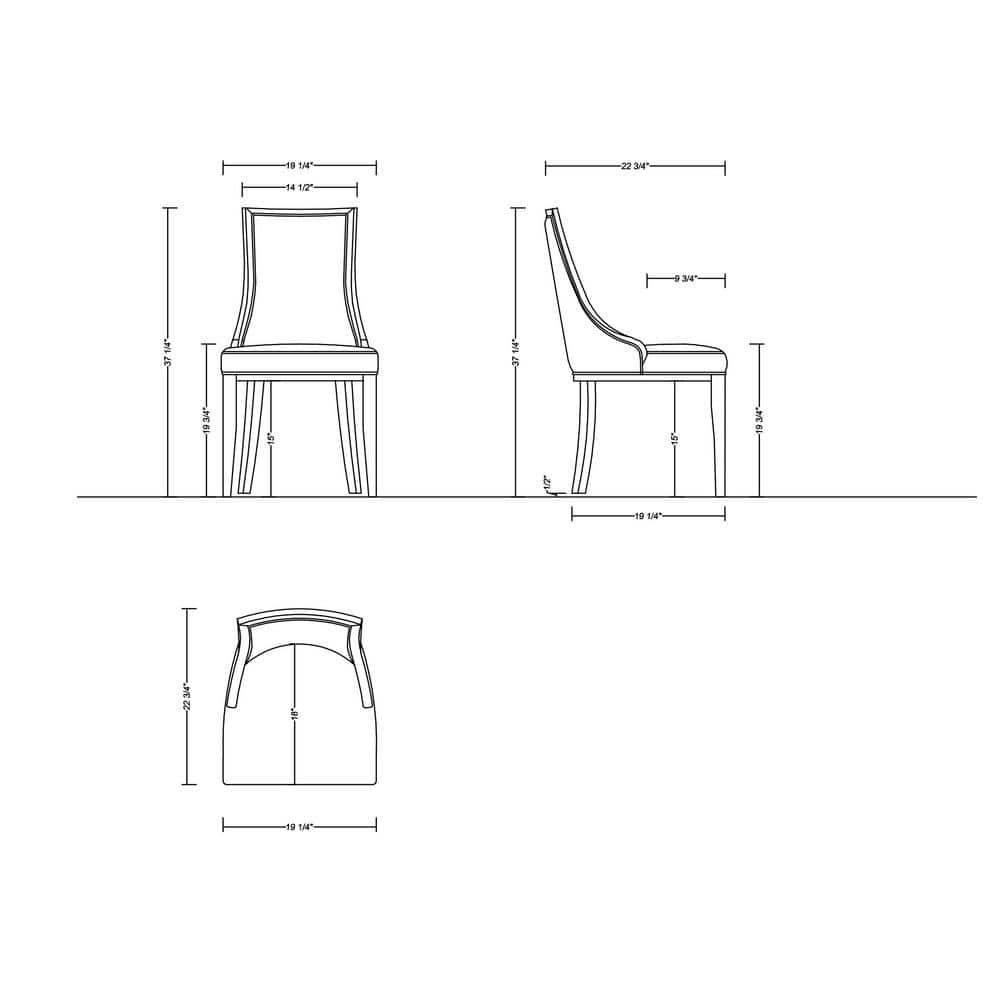 Manhattan Comfort Grand 18.5" Faux Leather Dining Chair in Gray (Set of 4)